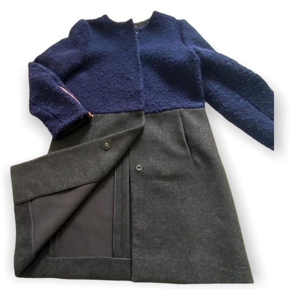 Cedric‎ Charlier Two-Tone Wool Coat Sz 4 - Picture 8 of 14